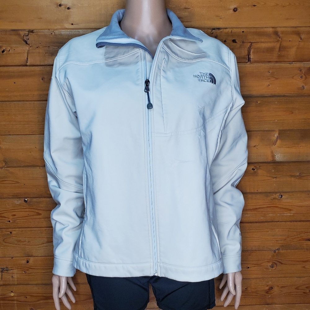 ♥️ The North Face snow white jacket with grey 3 pockets with zipper Size…